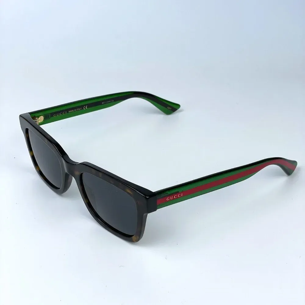 GUCCI GG0001SN 003 Sunglasses Havana Red Green Square Anti-Reflective Unisex